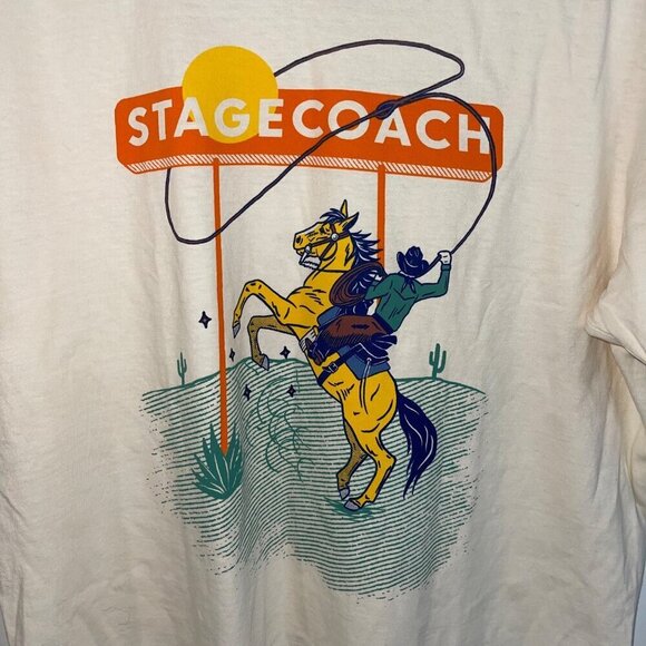 Stage Coach Mens Tee Shirt Size Large Cream 2023 Concert Crew Neck Pure Cotton - Picture 3 of 7